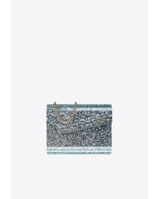 Jimmy Choo Blue Candy Glittered Clutch Bag