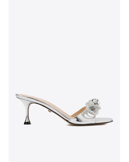 Mach & Mach White 65 Double Bow Patent Leather Mules