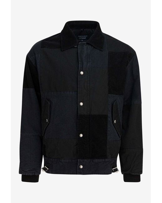 Comme des Garçons Black Patchwork Buttoned Jacket for men