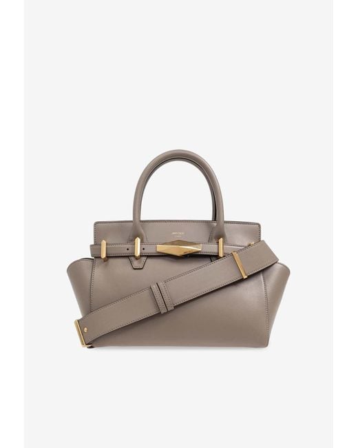 Jimmy Choo White Small Diamond Belted Top Handle Bag