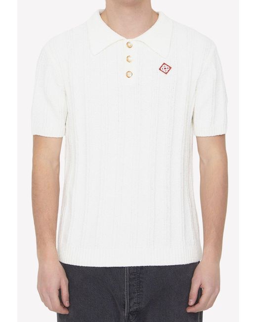 CASABLANCA White Diamond Logo Polo T-shirt for men