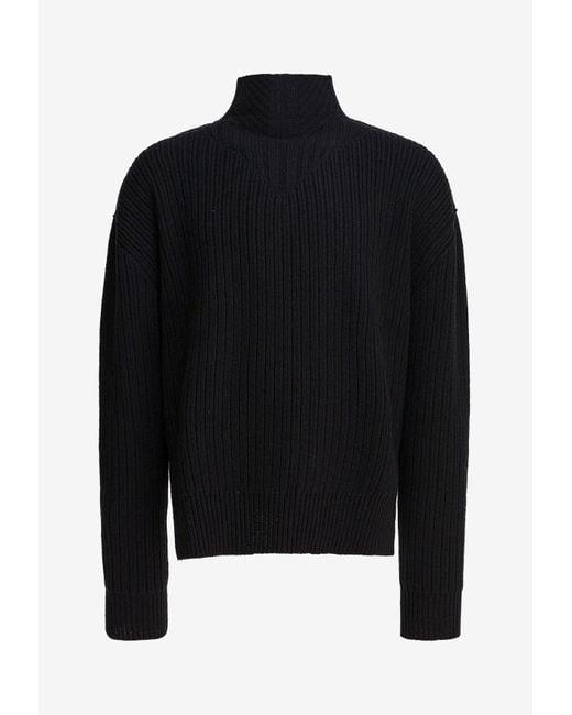 Rick Owens Black Turtleneck Wool Sweater for men
