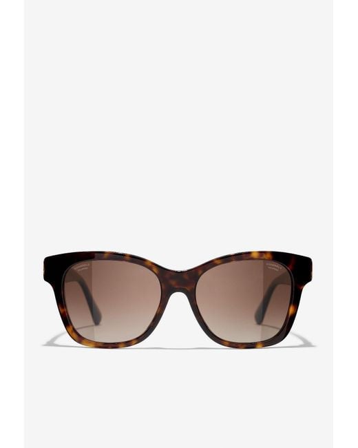 Chanel Natural Havana Print Square Sunglasses