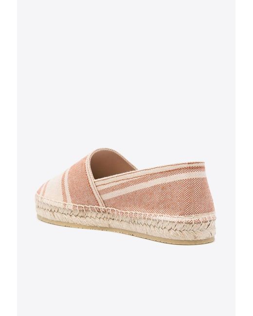 Etro Pink Round-Toe Striped Espadrilles
