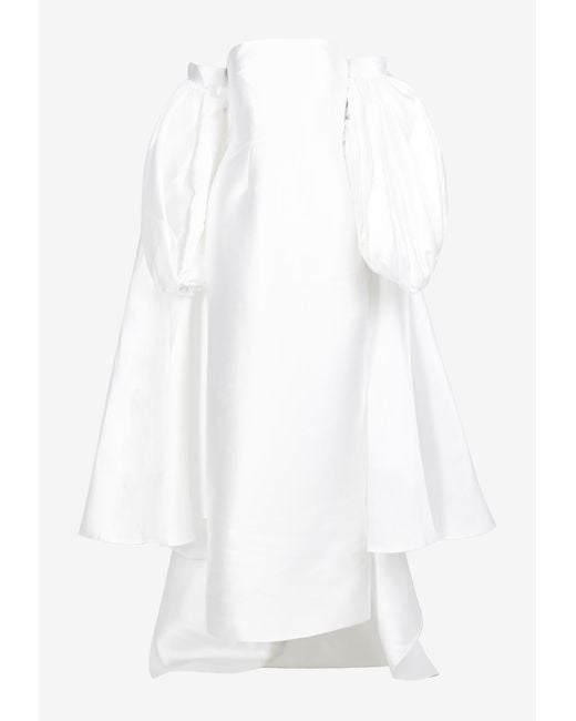 Solace London White Lea Puff-Sleeved Gown