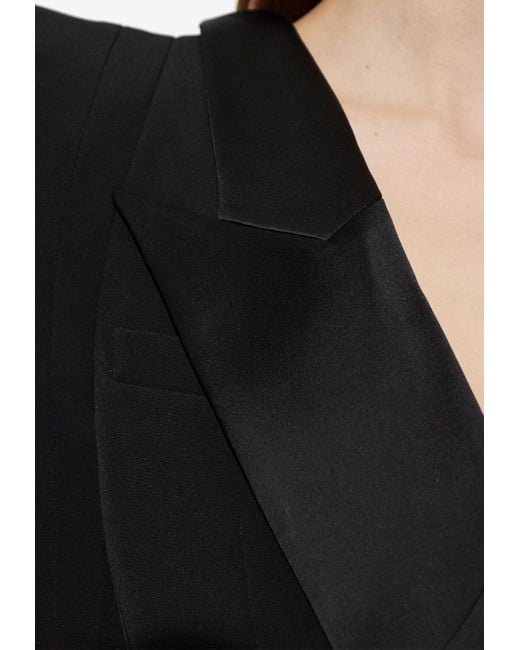 Balmain Black Asymmetric Jacket With Structured Shoulder