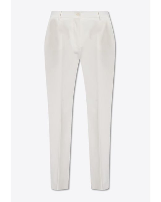 Dolce & Gabbana White Slim-Leg Wool-Blend Pants