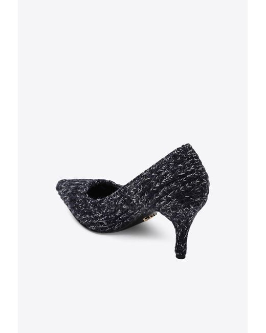 Prada White 85 Knitted Pumps