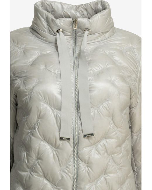 Herno Gray Resort Quilted Long Down Jacket