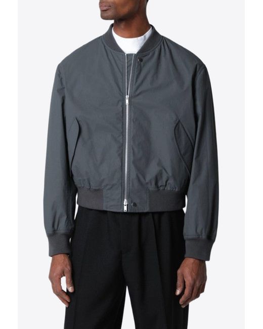 Jil Sander Blue Zip-Up Bomber Jacket for men