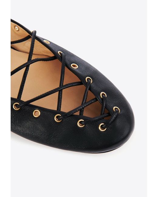 Chloé White Ghillies Lace-Up Ballet Flats