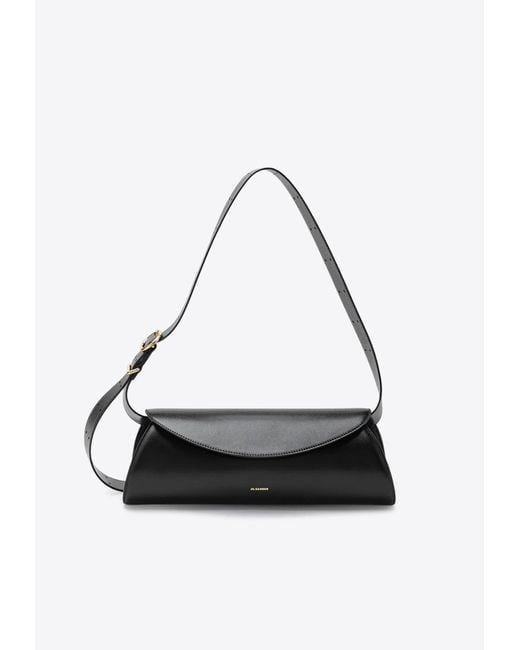 Jil Sander White Large Cannolo Calf Leather Shoulder Bag