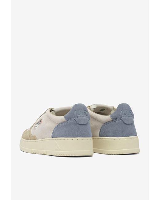 Autry White Medalist Low-Top Suede Sneakers for men