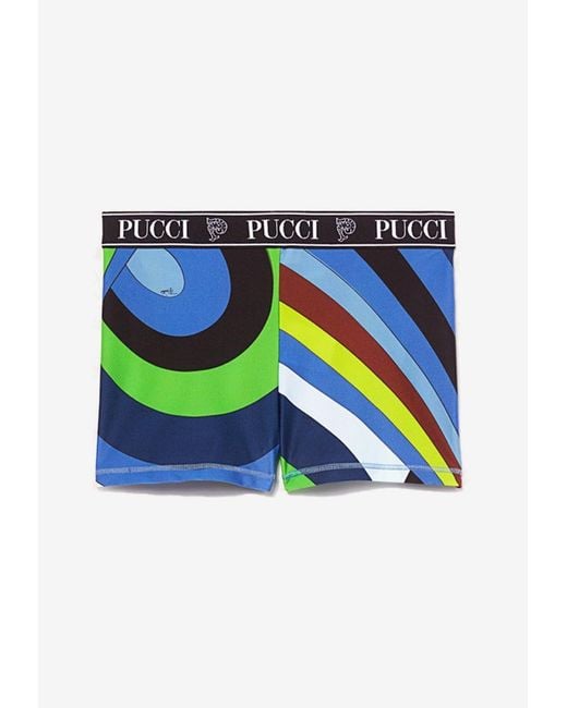 Emilio Pucci Blue Iride-Print Mini Shorts