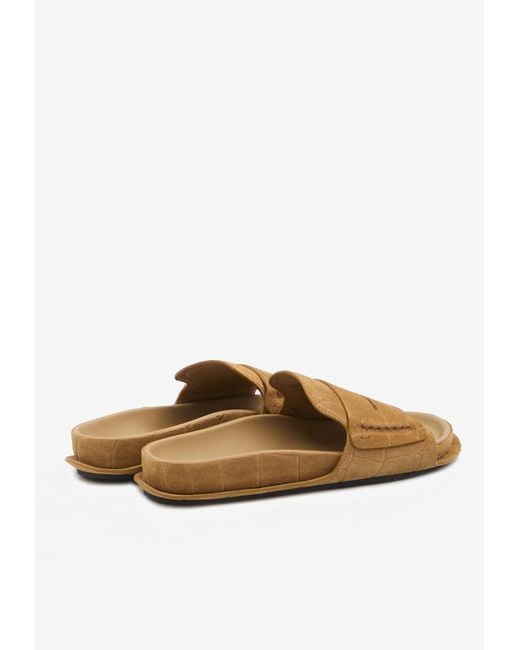 Jacquemus White Mocassin Croc-Embossed Flat Sandals