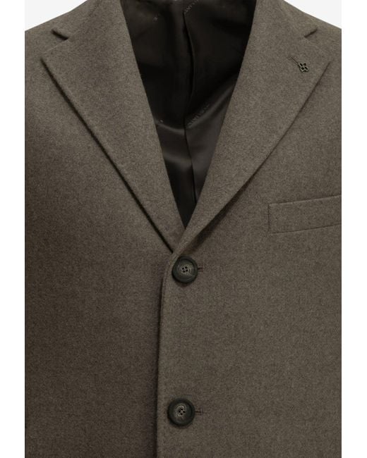 Tagliatore Gray Bruce Wool Long Coat for men