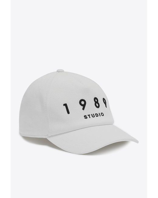 1989 STUDIO White Embroidered Logo Baseball Cap for men