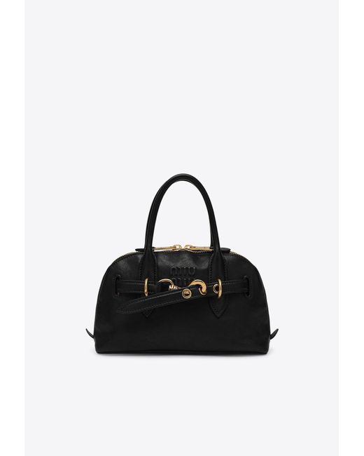 Miu Miu Black Aventure Nappa Leather Top Handle Bag