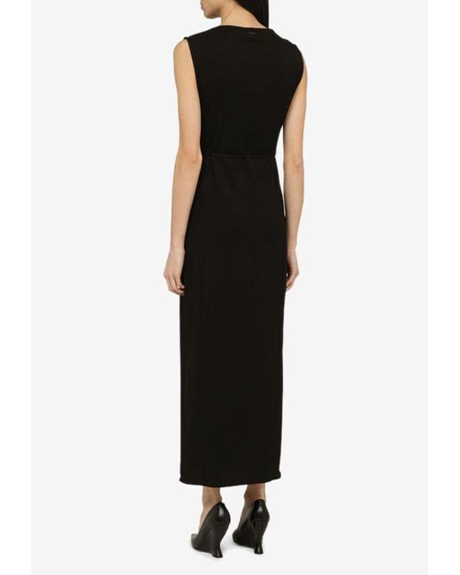 Calvin Klein Black Belted Sleeveless Maxi Dress