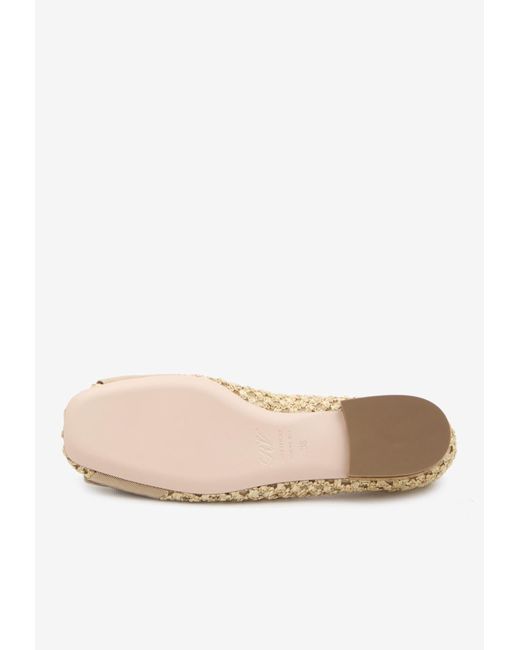 Roger Vivier Tres Vivier Raffia Ballet Flats in Natural | Lyst