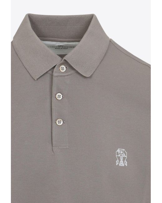 Brunello Cucinelli Gray Corteccia Polo T-Shirt for men