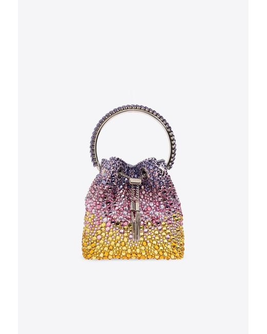 Jimmy Choo Multicolor Bon Bon Crystal-Embellished Bucket Bag