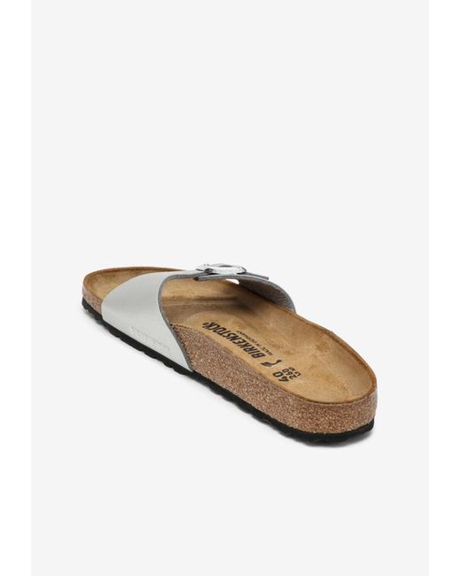 Birkenstock White Madrid Leather Flat Sandals