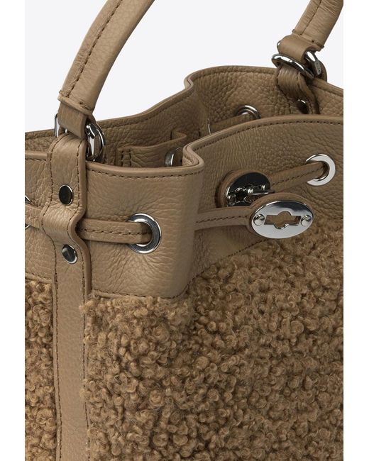 Zanellato Natural Small Monda Shearling Bucket Bag