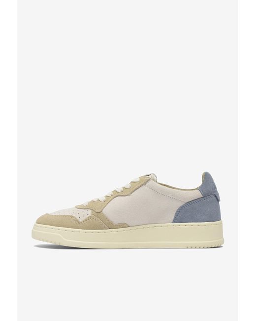 Autry White Medalist Low-Top Suede Sneakers for men