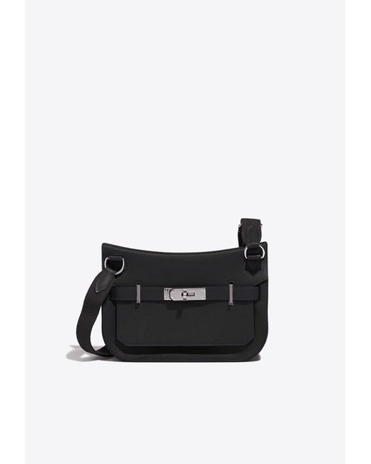 Hermès Black Mini Jypsiere In Caban Swift With Palladium Hardware