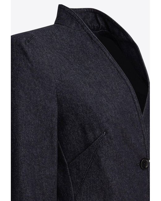 Max Mara Blue Beatrice Collarless Denim-Effect Blazer