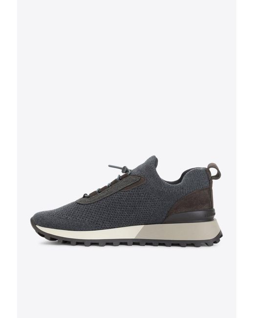 Brunello Cucinelli Blue Runner Low-Top Sneakers