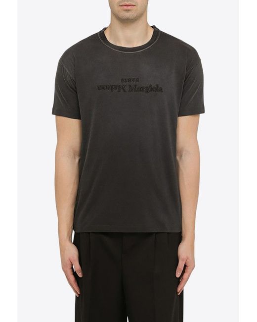 Maison Margiela Black Reversed Logo Washed-Out T-Shirt for men