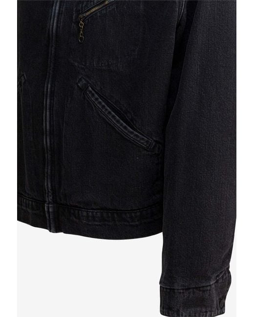 Maison Margiela Black Zip-Up Denim Jacket for men