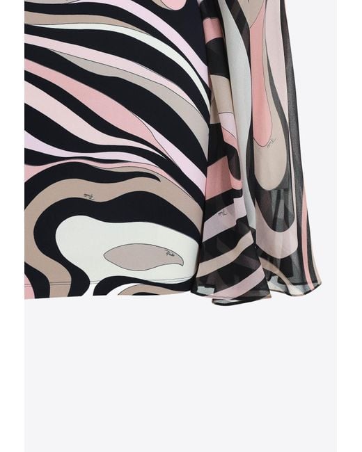 Emilio Pucci Black Marmo Print Silk Kaftan