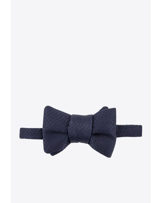 Tom Ford Blue Honeycomb Satin Bow Tie for men