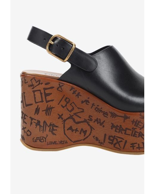 Chloé Brown Maxime 80 Wedge Sandals