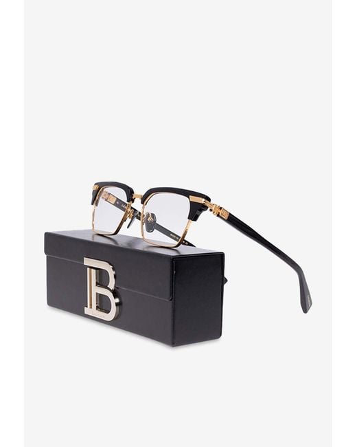 Balmain White Rectangular Optical Glasses for men