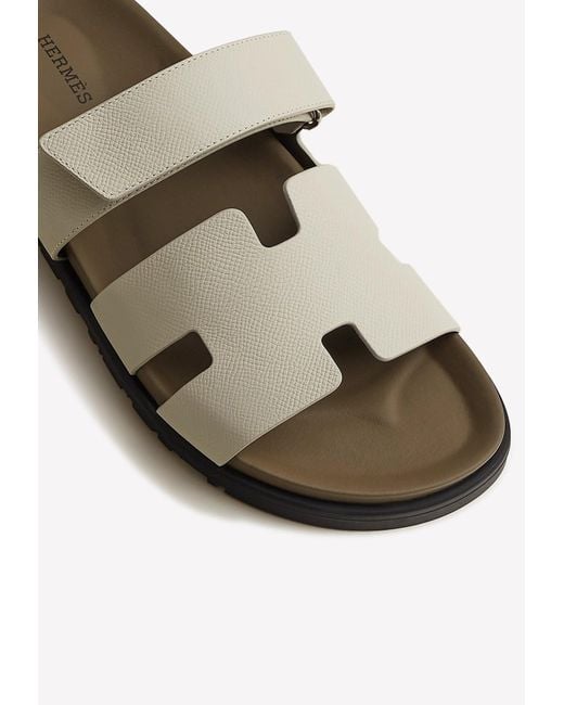 Hermès White Chypre Sandals for men