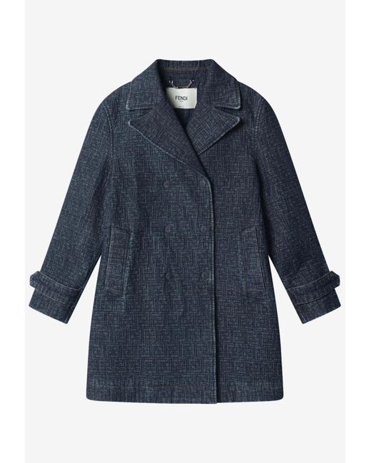 Fendi Blue Double-Breasted Denim Jacket