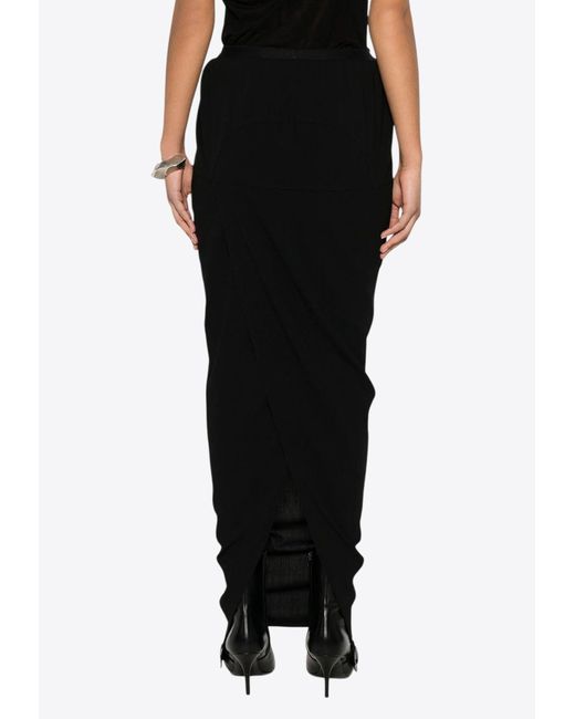 Rick Owens Black Soft Pillar Maxi Skirt