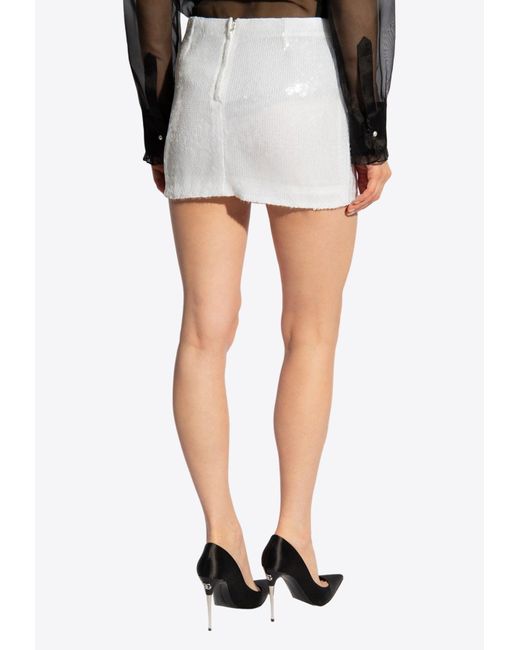 Dolce & Gabbana White Sequined Mini Skirt