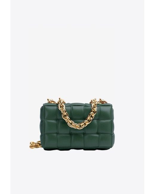 Bottega Veneta Chain Cassette Intreccio Leather Shoulder Bag in Green ...