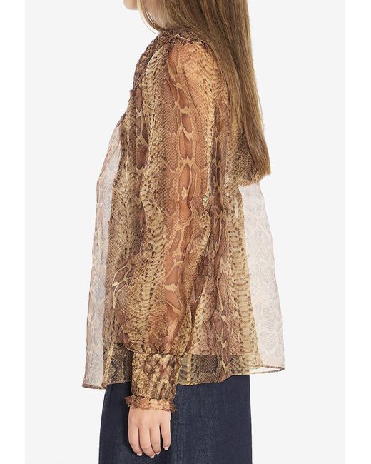 Zimmermann Brown Hypnotic Smocked Blouse