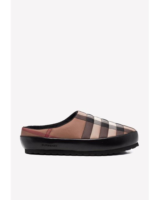 Burberry Synthetic Quilted Check Slip-on Slippers in Brown for Men ...