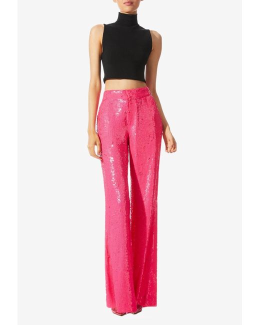 ASOS DESIGN extreme flare sequin pants in pink  ASOS
