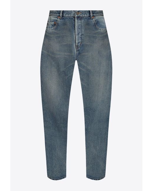 Saint Laurent Blue Vanessa High-Waist Tapered Jeans