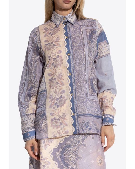 Zimmermann Purple Lucky Bandana Print Relaxed Shirt