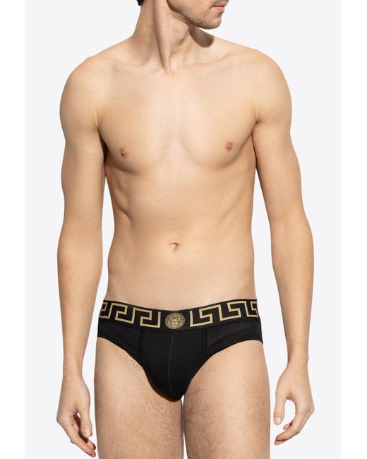 Versace Black Greca Border Briefs for men