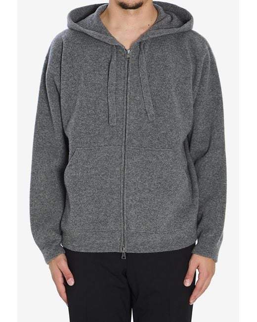 Roberto Collina Gray Super-Fine Wool Hooded Sweatshirt for men